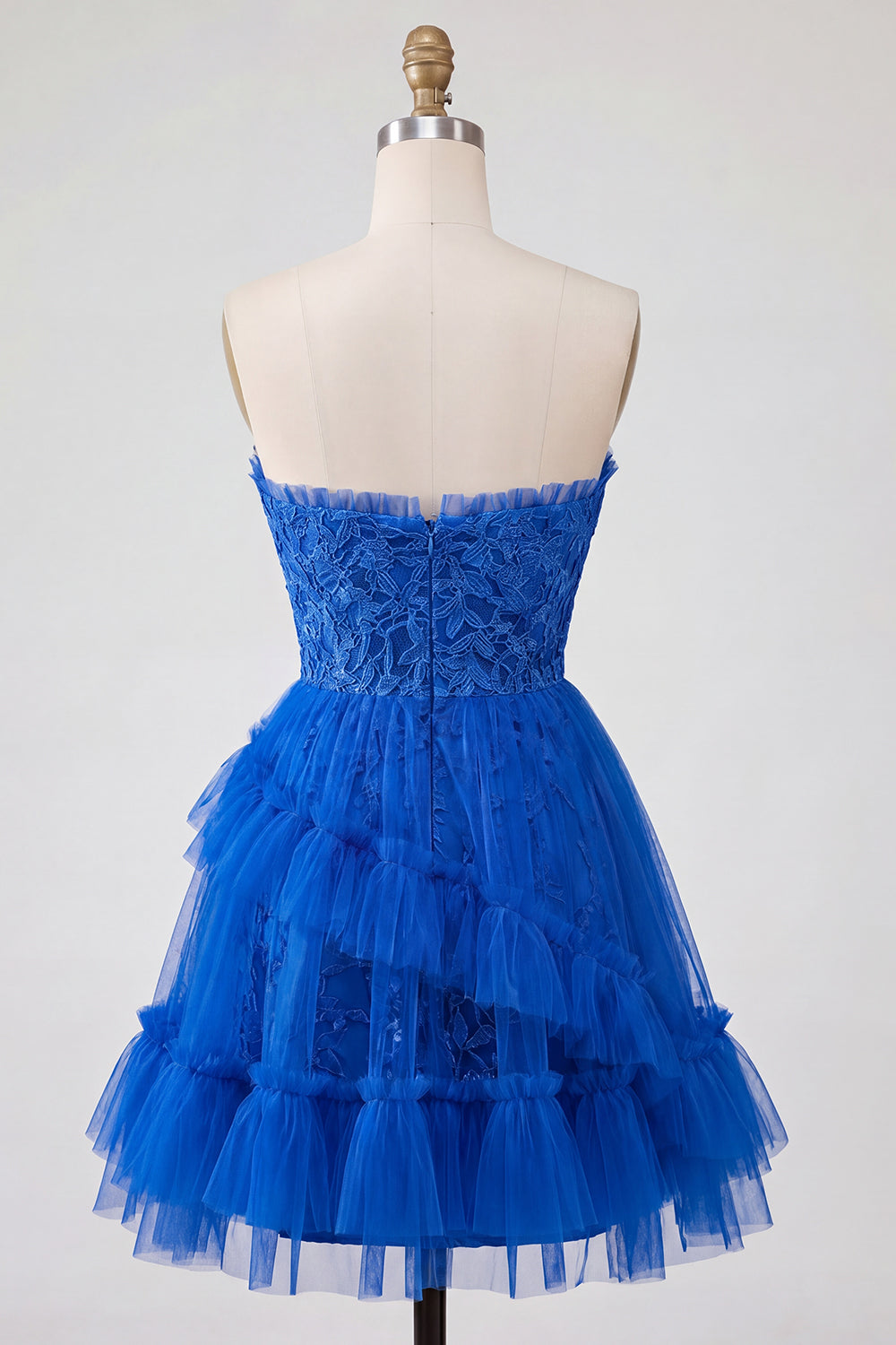 A Line Pink Lace Floral Ruffled Sweetheart Short Homecoming Dress