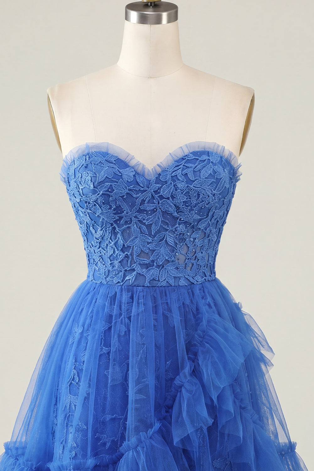 A Line Pink Lace Floral Ruffled Sweetheart Short Homecoming Dress