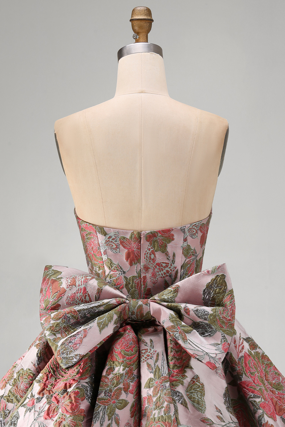 Fuchsia Strapless A Line Jacquard Short Homecoming Dress with Bow