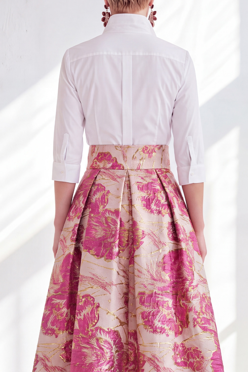 3/4 Sleeves Fuchsia A Line Long Mother of the Bride Dress
