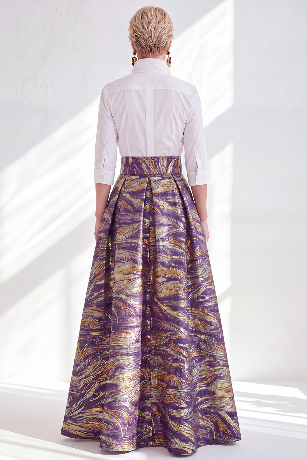 3/4 Sleeves Fuchsia A Line Long Mother of the Bride Dress