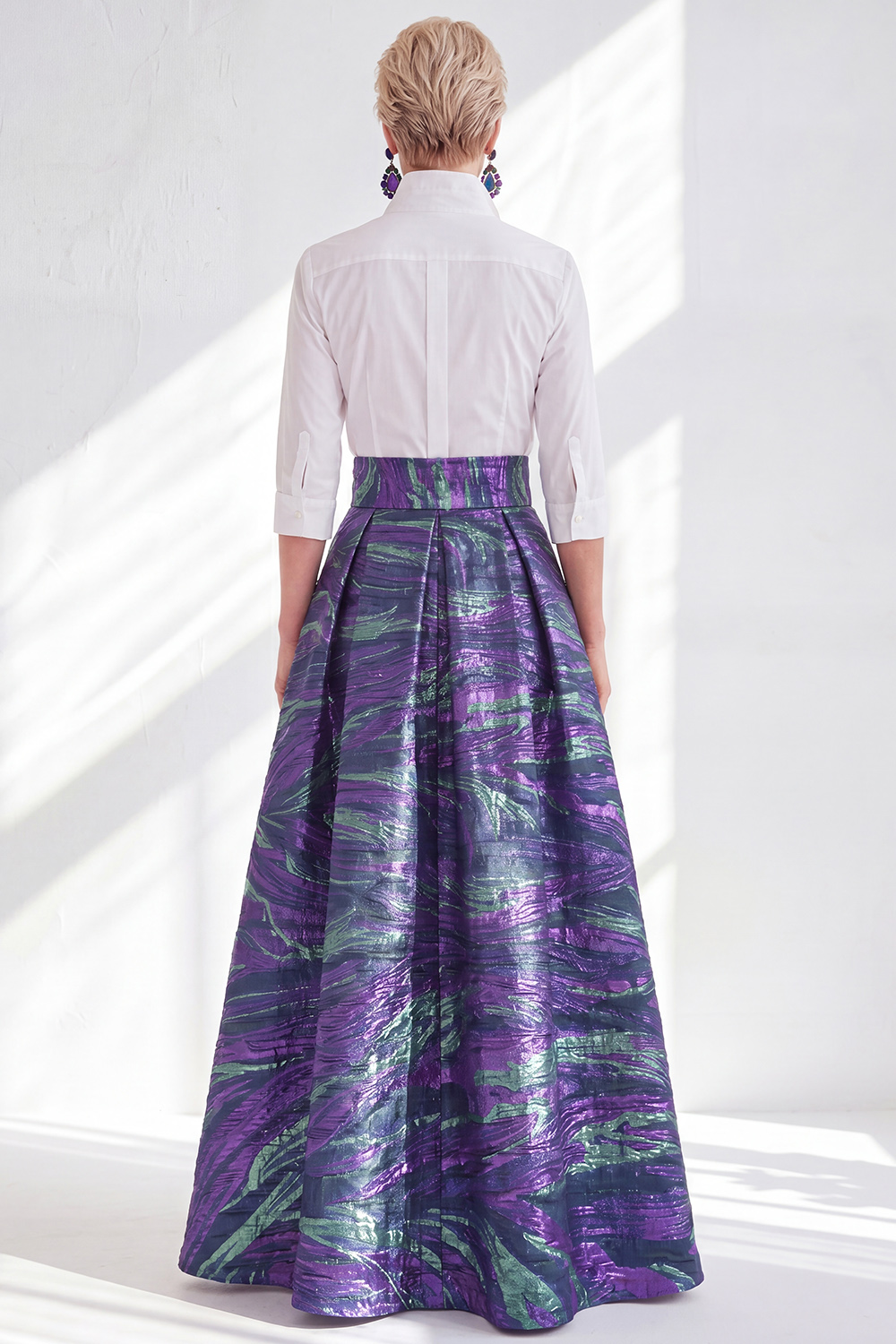 3/4 Sleeves Fuchsia A Line Long Mother of the Bride Dress