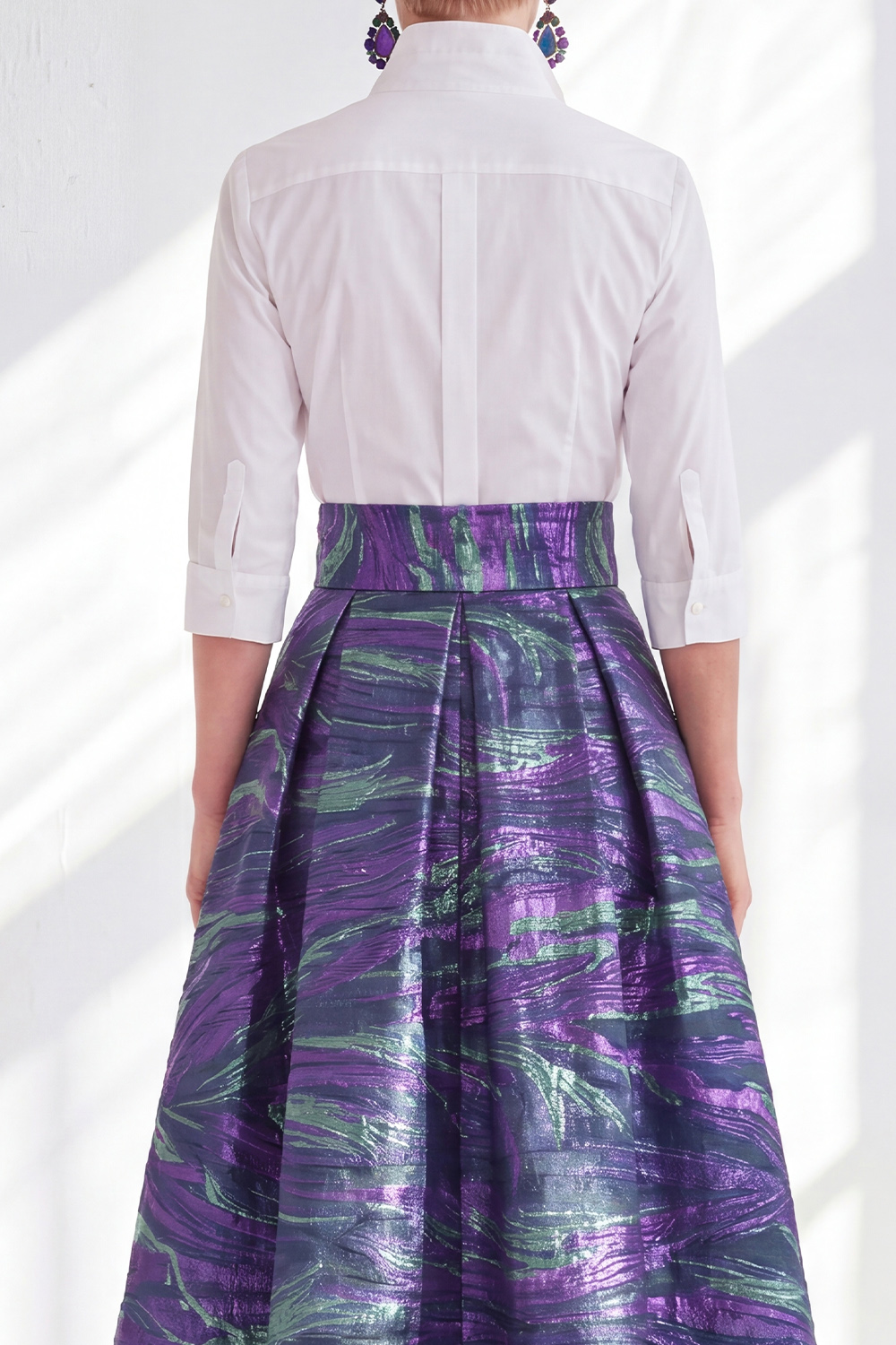 3/4 Sleeves Fuchsia A Line Long Mother of the Bride Dress