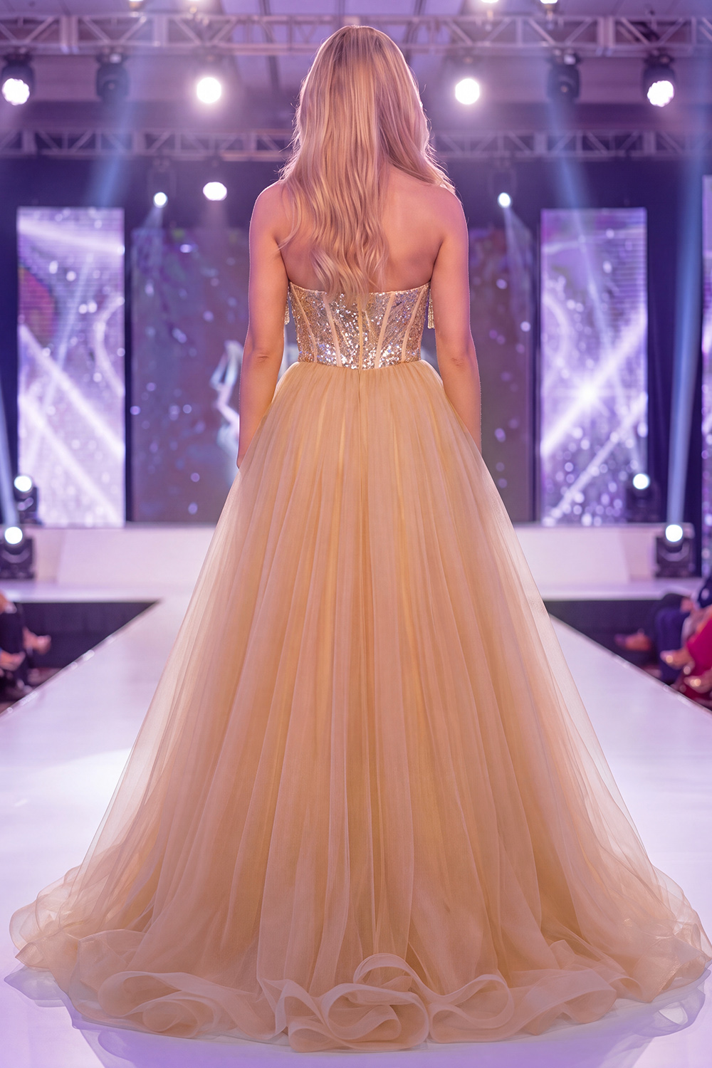 Beaded Sparkly Champagne Strapless Corset Mermaid Long Pageant Dress with Cape