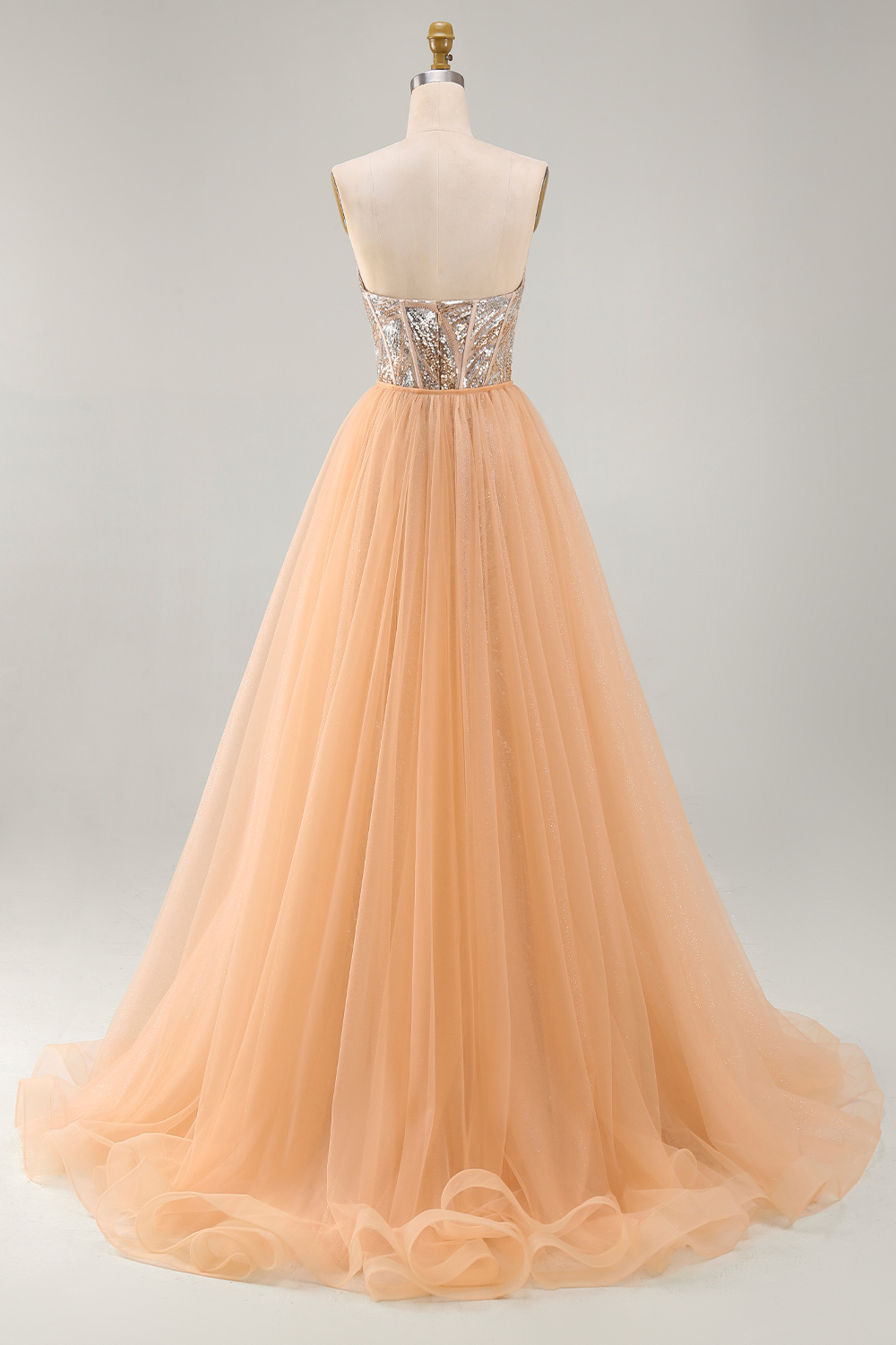 Beaded Sparkly Champagne Strapless Corset Mermaid Long Pageant Dress with Cape