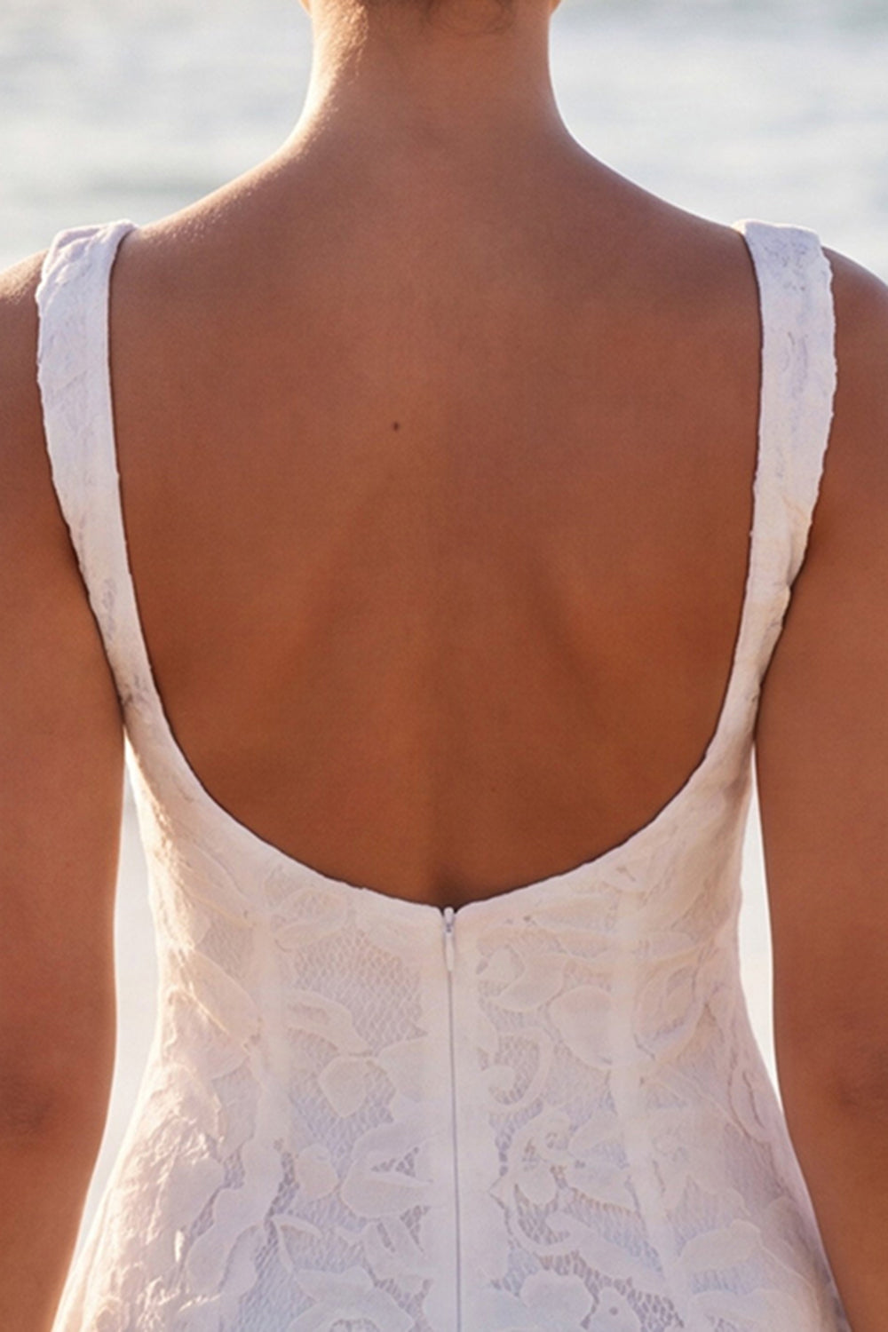 Boat Neck Floral A Line Lace Short Ivory Boho Bachelorette Party Dress