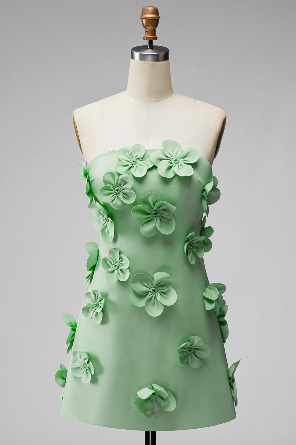 Ivory Short Floral Strapless Tight Homecoming Dress