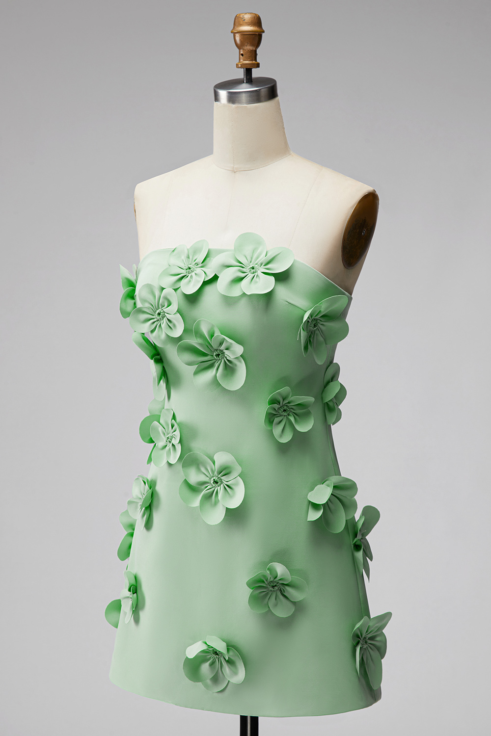 Ivory Short Floral Strapless Tight Homecoming Dress