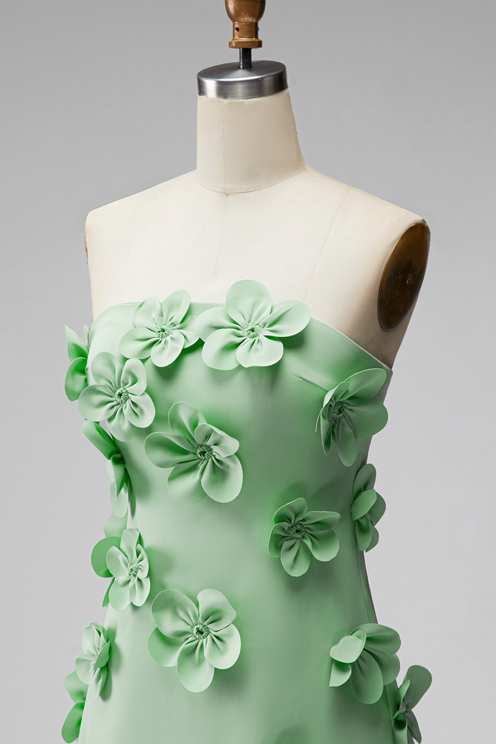 Ivory Short Floral Strapless Tight Homecoming Dress