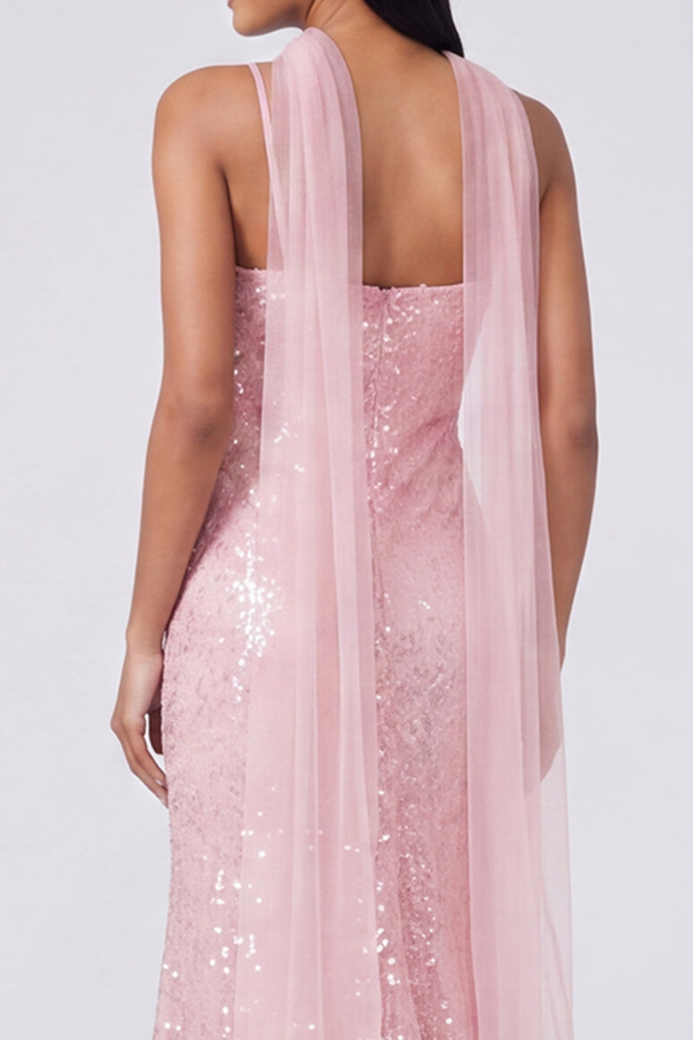 Sparkly Yellow Mermaid V-Neck Sequins Long Formal Dress with Slit