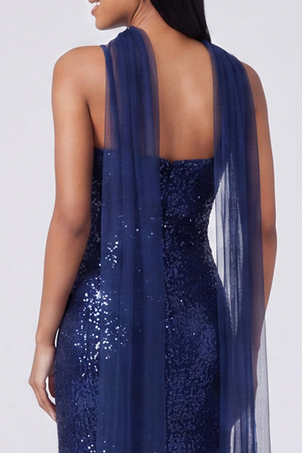 Sparkly Yellow Mermaid V-Neck Sequins Long Formal Dress with Slit