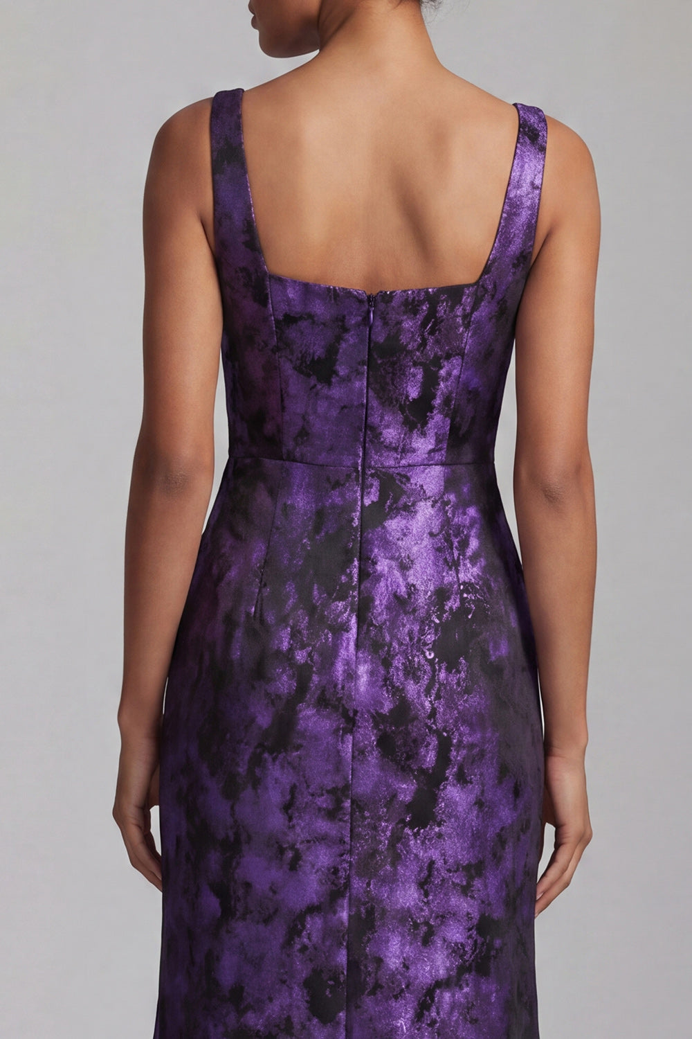 Mermaid Floral Dark Purple Long Ruched Mother of the Bride Dress with Slit