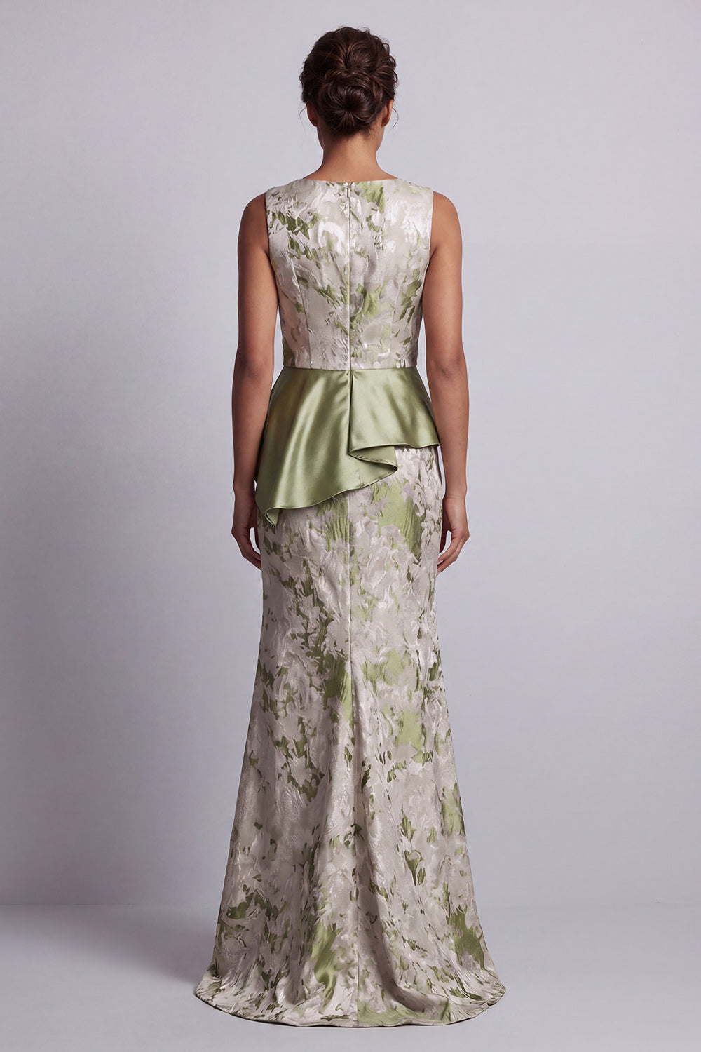 Light Green Mermaid Floral Long Ruched Mother of the Bride Dress with Sash