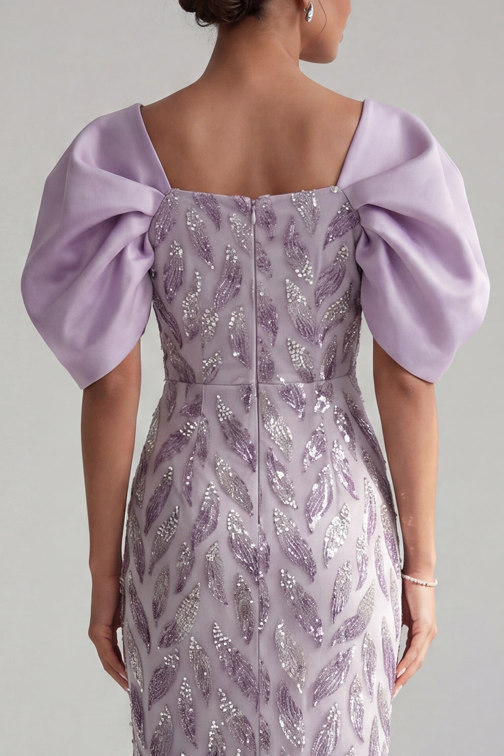 Sparkly Lilac Sheath Long Beaded Mother of the Bride Dress