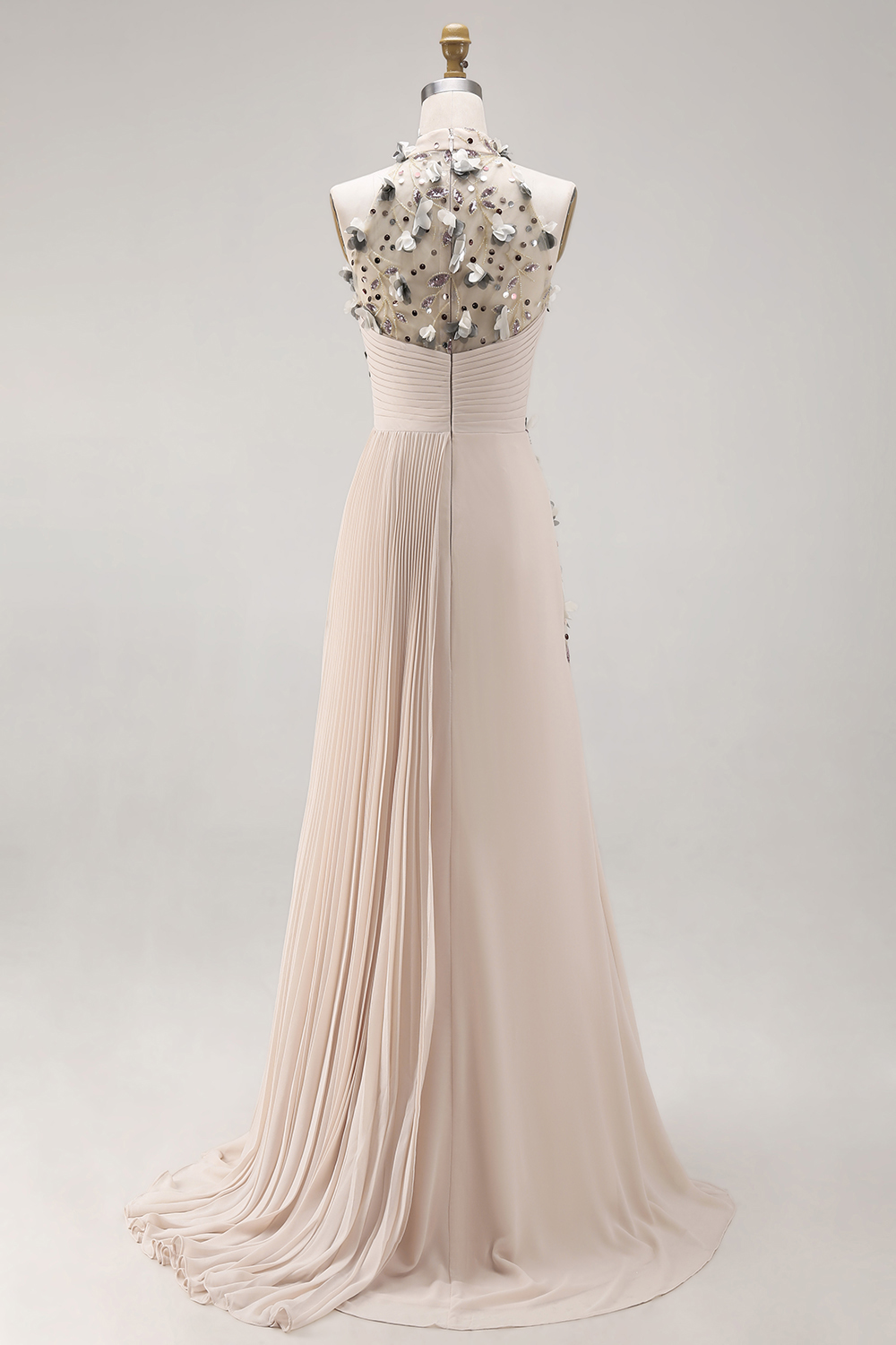 Apricot Floral Beaded Mermaid Long Mother of the Bride Dress with Side Cape