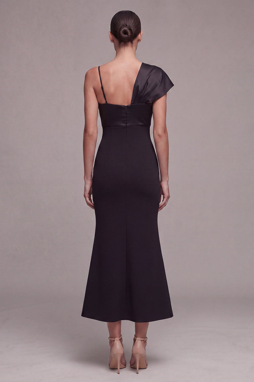 Mermaid Long Spaghetti Straps Black Tie Dress with Bow
