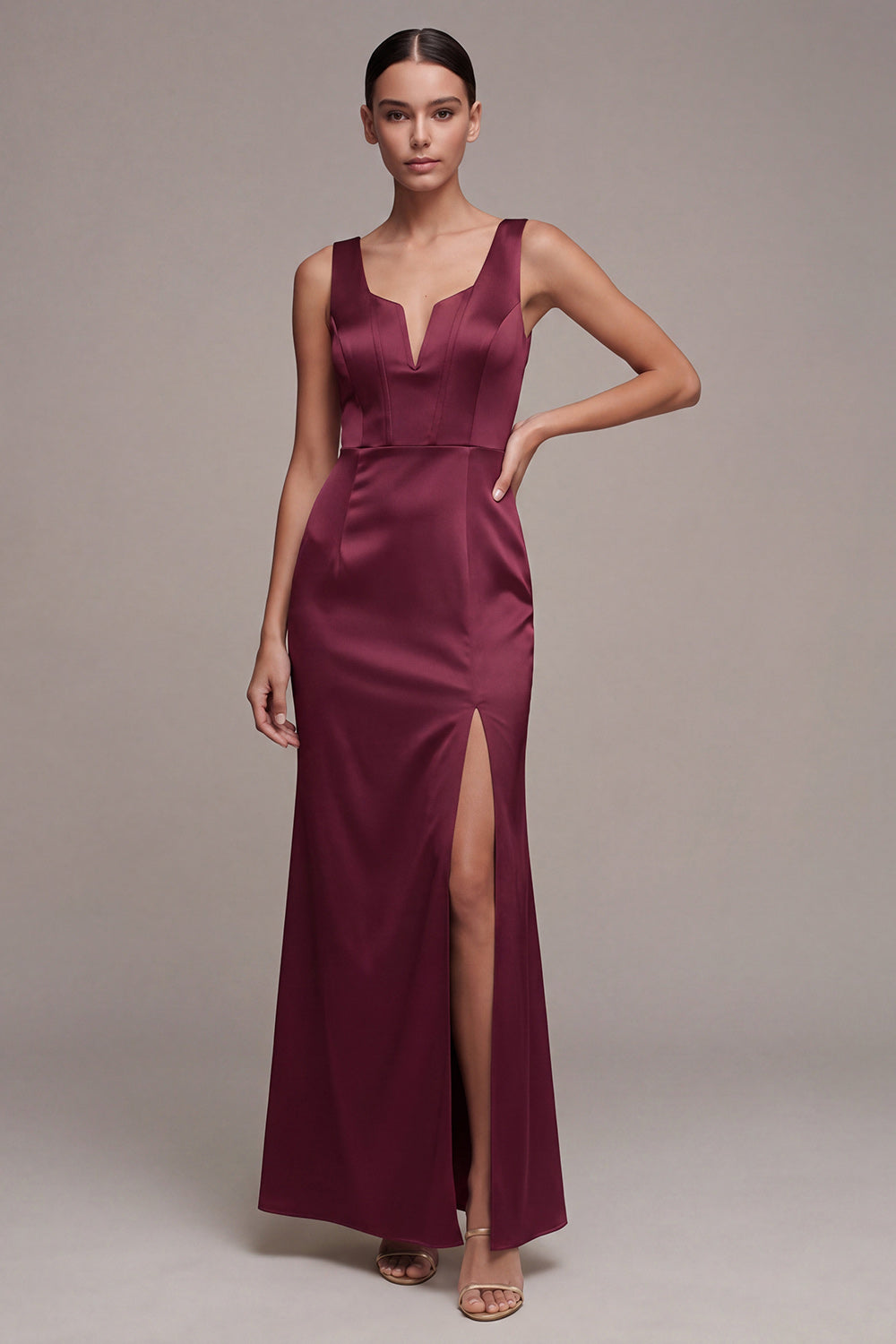 Burgundy Corset Long Mermaid Formal Dress with Slit