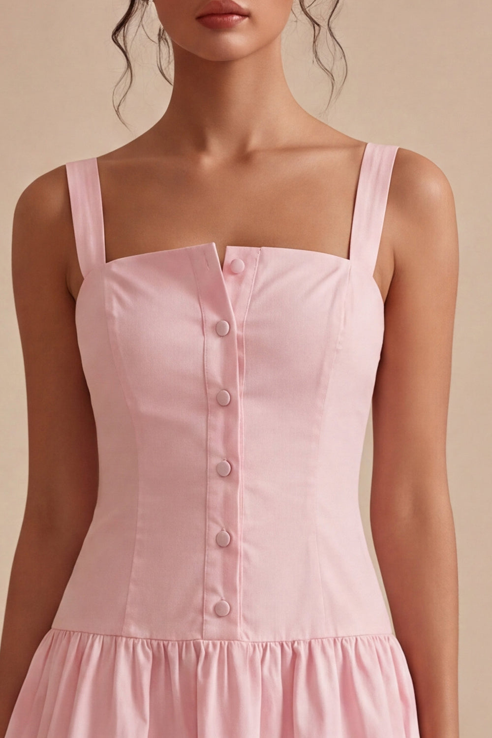 Thick Straps A Line Short Pink Graduation Dress