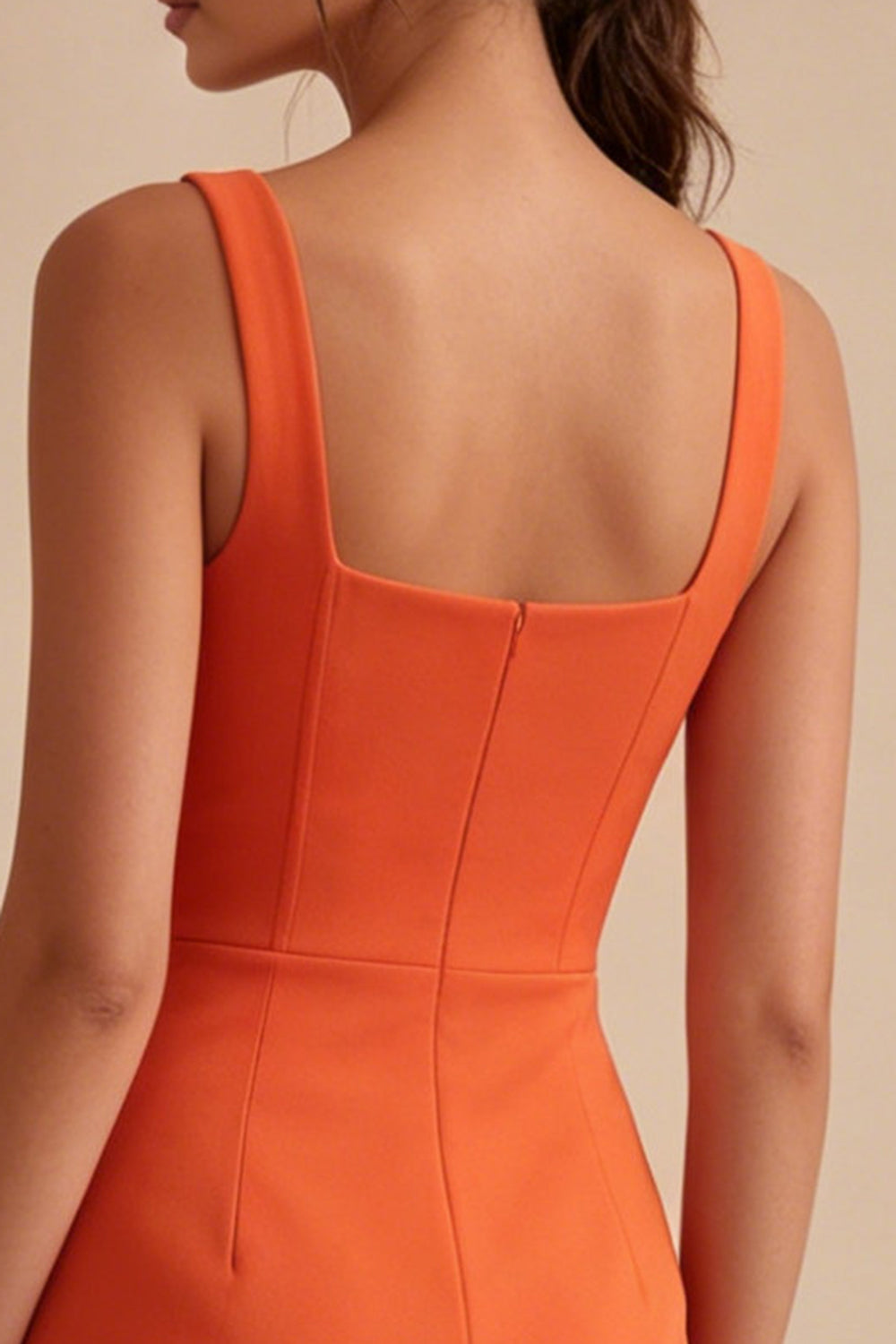 Orange Square Neck Tight Short Graduation Dress