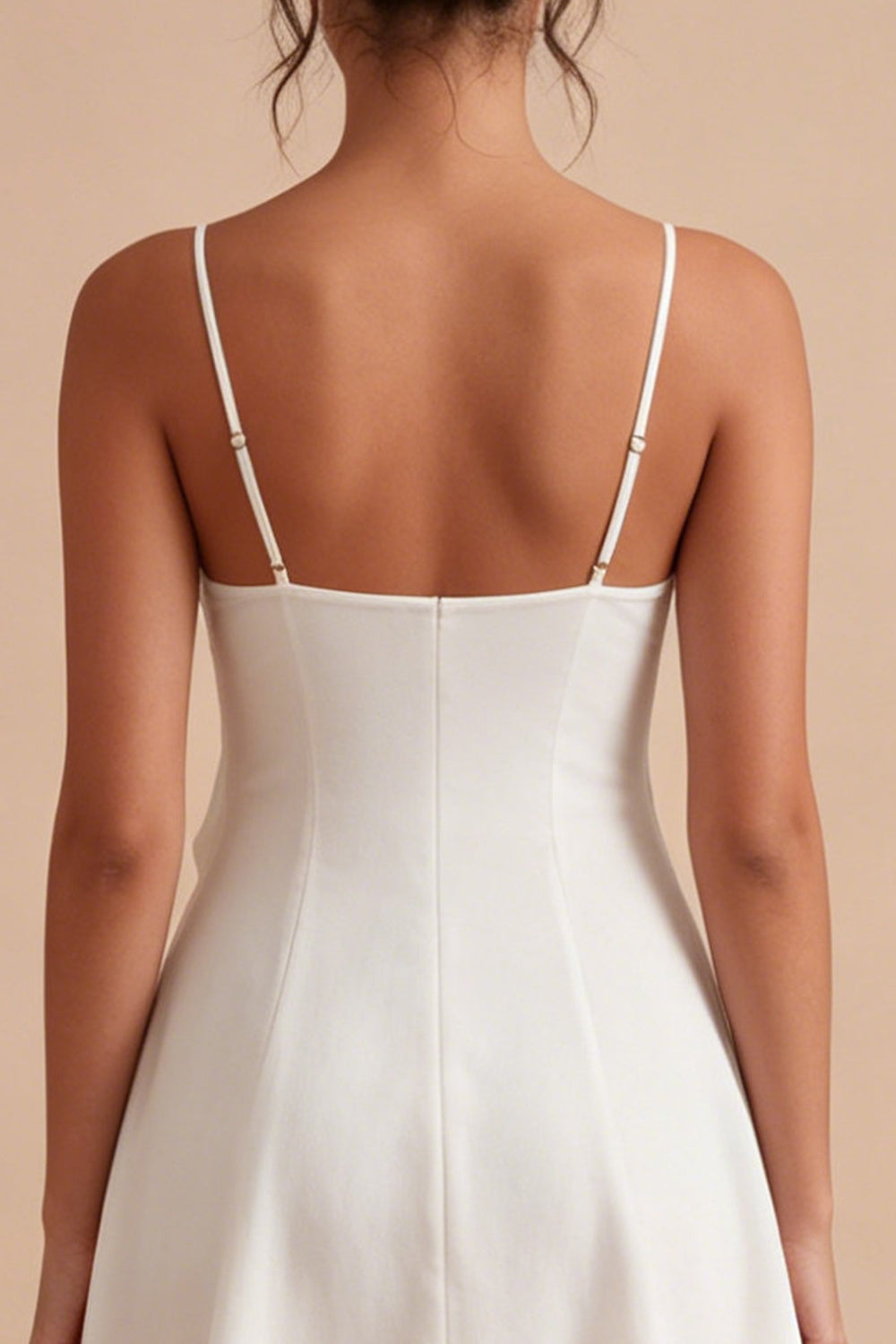 White A Line Spaghetti Straps Short Graduation Dress with Ruffles
