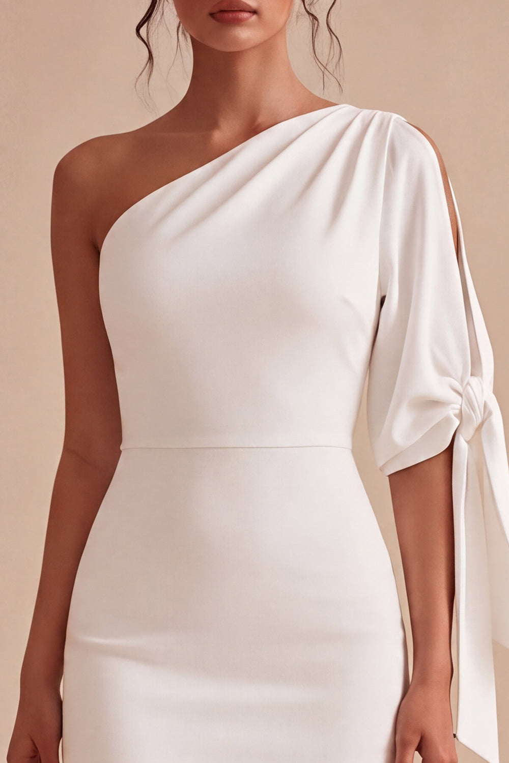 White Tight One Shoulder Short Graduation Dress