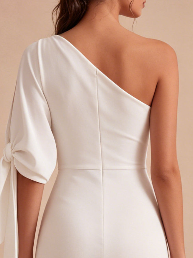 White Tight One Shoulder Short Graduation Dress
