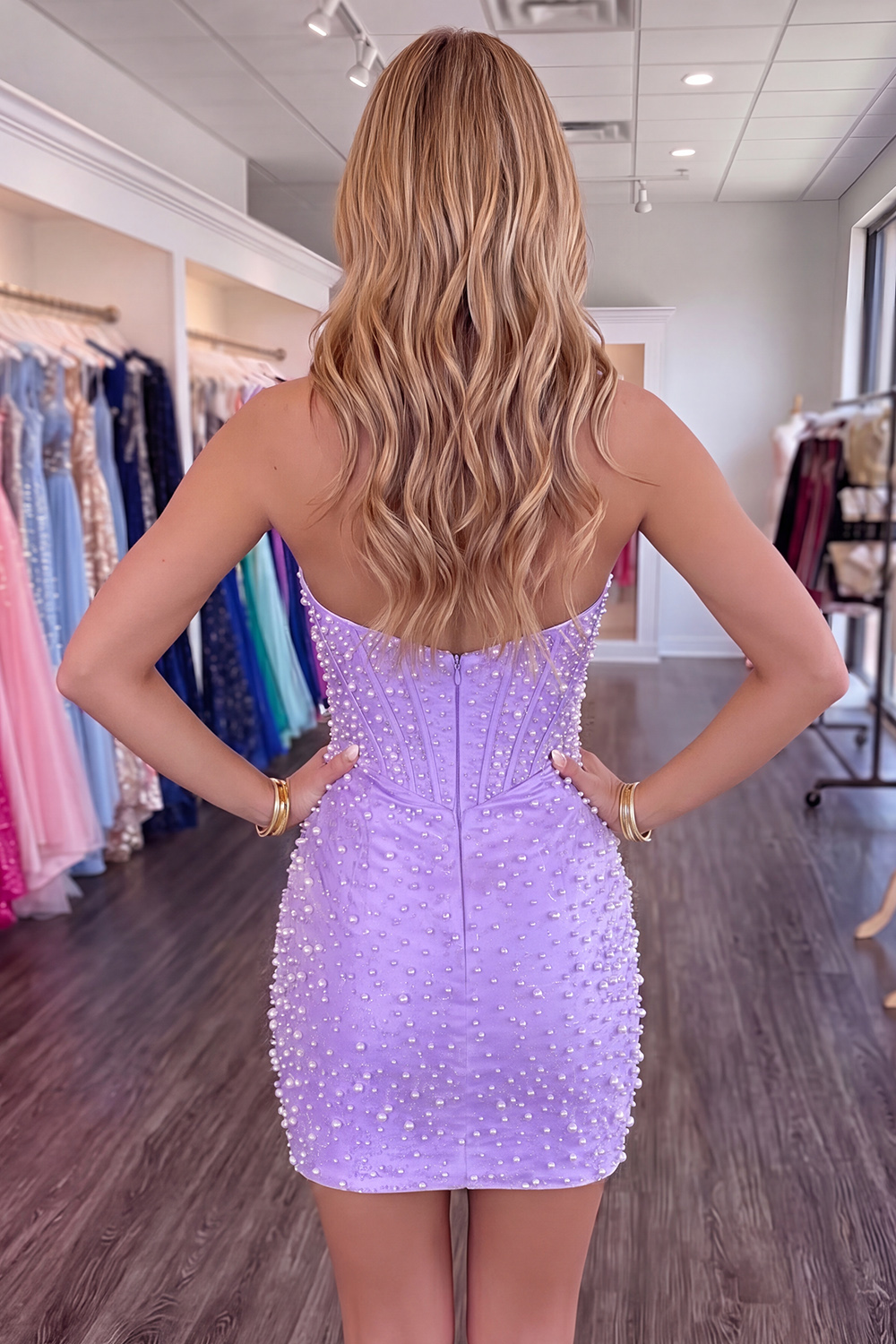 Sparkly Yellow Halter Tight Short Corset Homecoming Dress with Pearls
