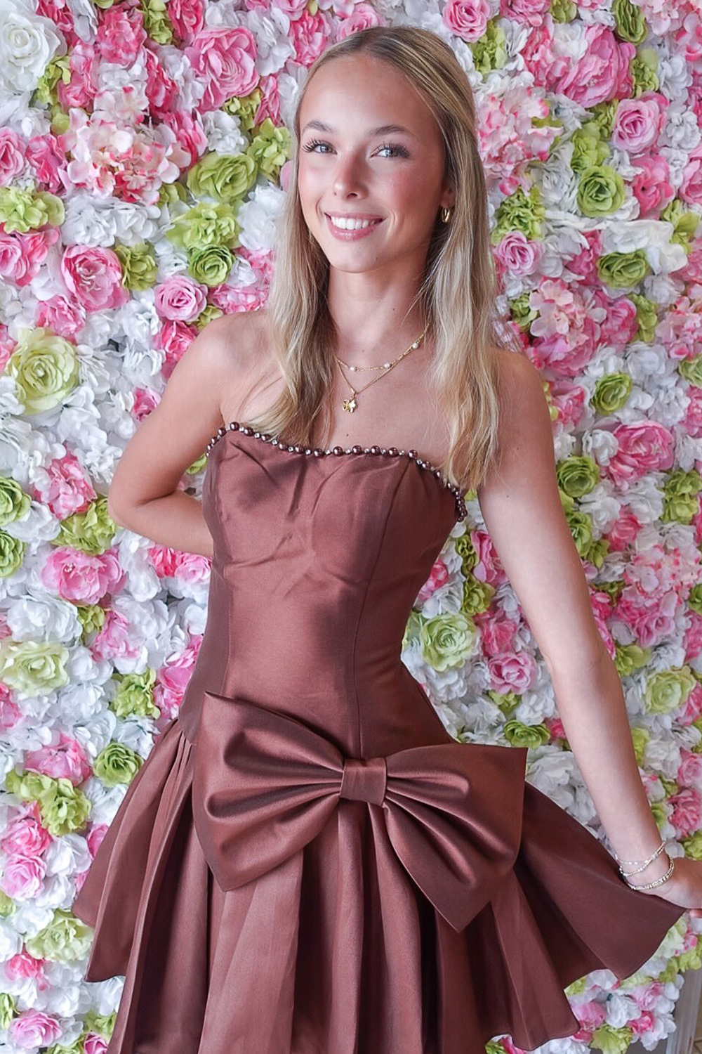 Sparkly Yellow A Line Strapless Short Homecoming Dress with Pearls