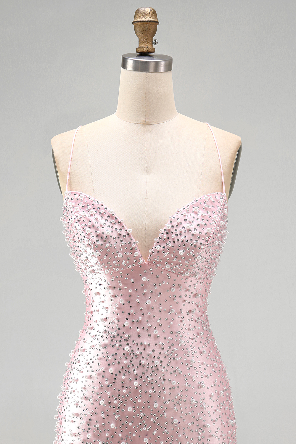 Sparkly Yellow Tight Short V-Neck Homecoming Dress with Pearls