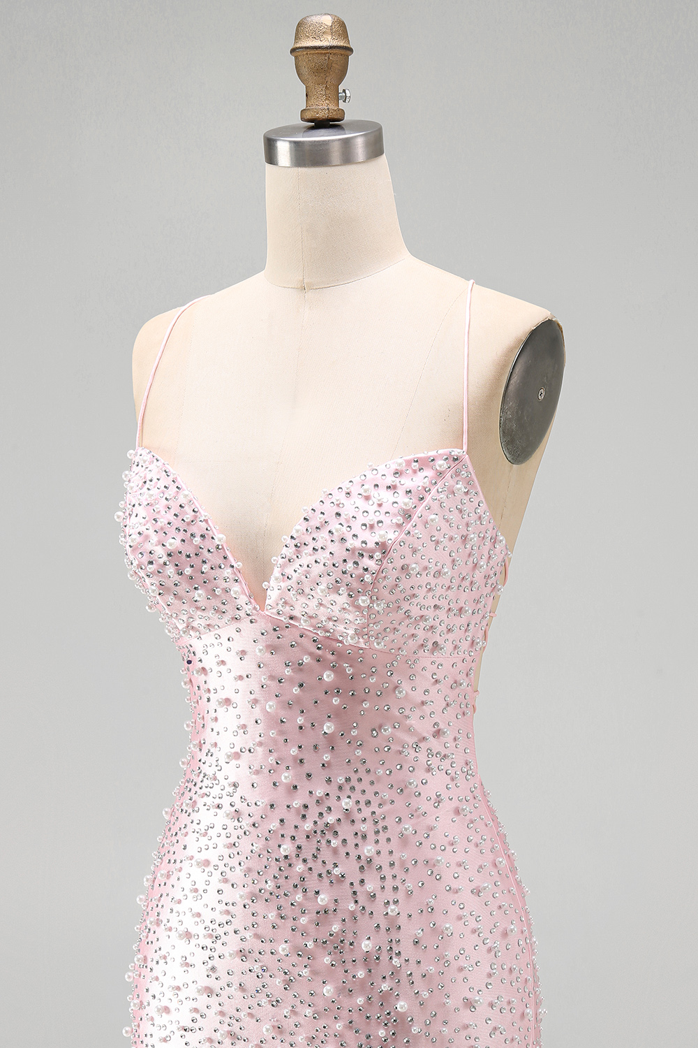 Sparkly Yellow Tight Short V-Neck Homecoming Dress with Pearls