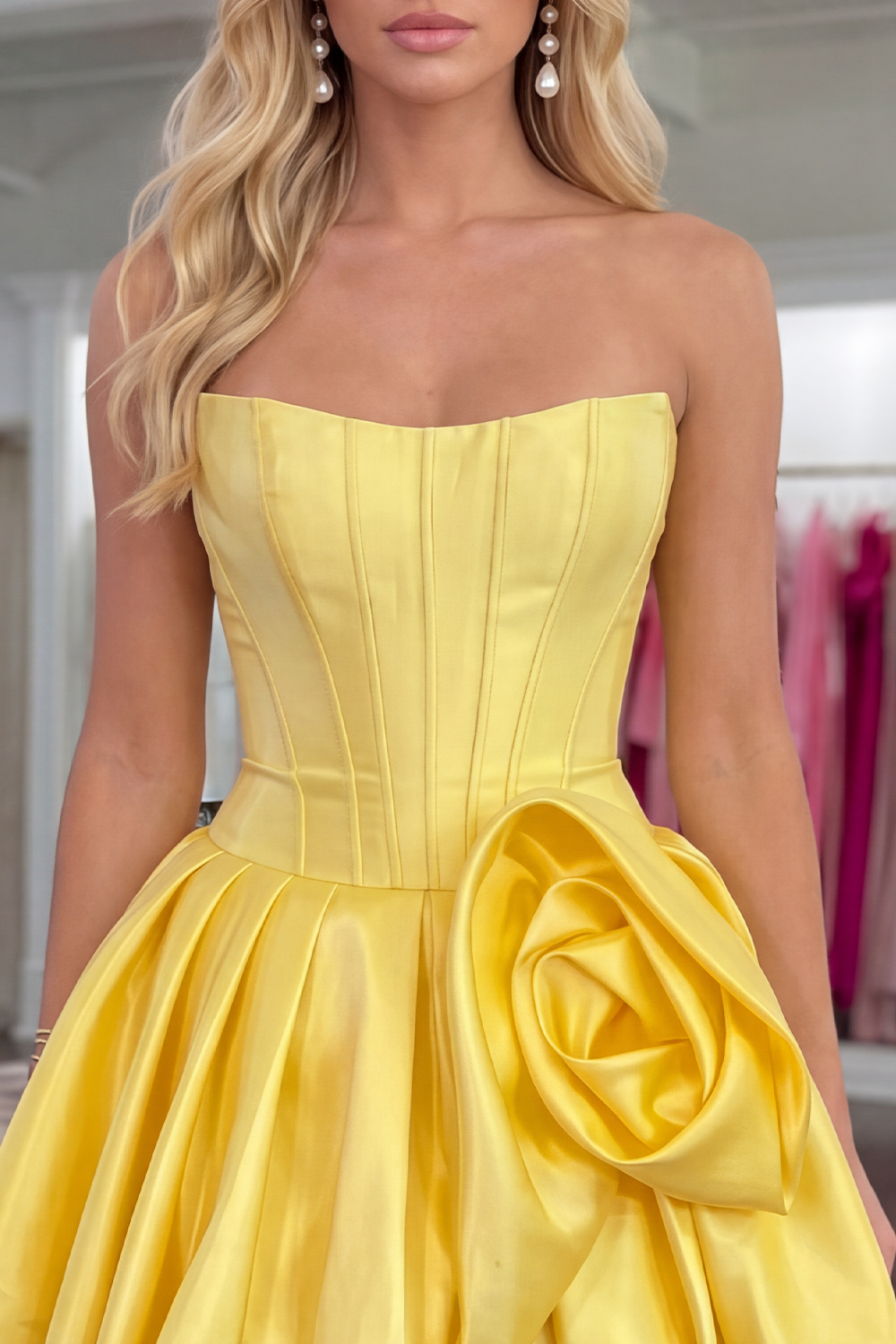 Blue Short A Line Strapless Corset Homecoming Dress with 3D Flower