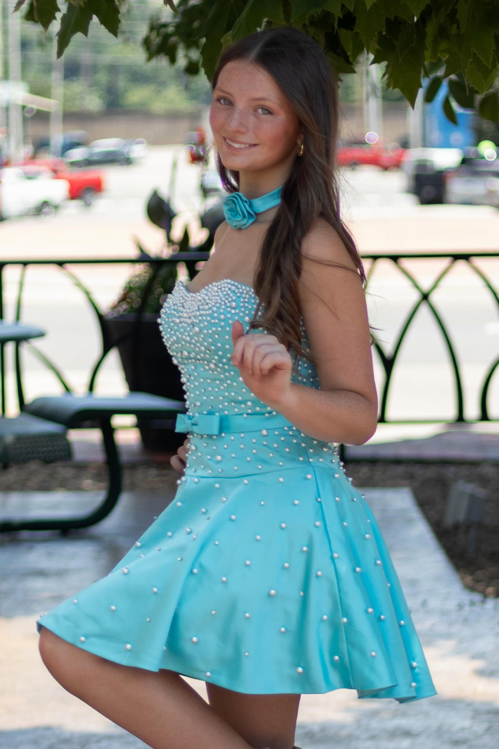 Strapless Fuchsia Short A Line Homecoming Dress with Pearls