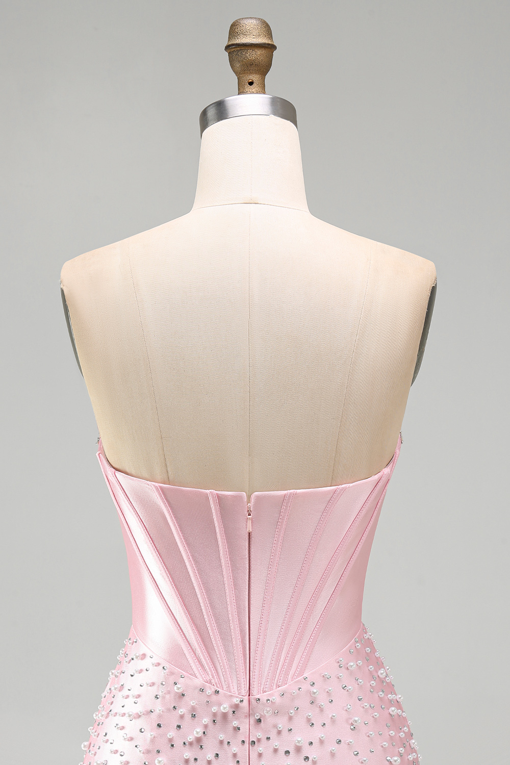Sparkly Pink Beaded Tight Short Corset Homecoming Dress with Pearls