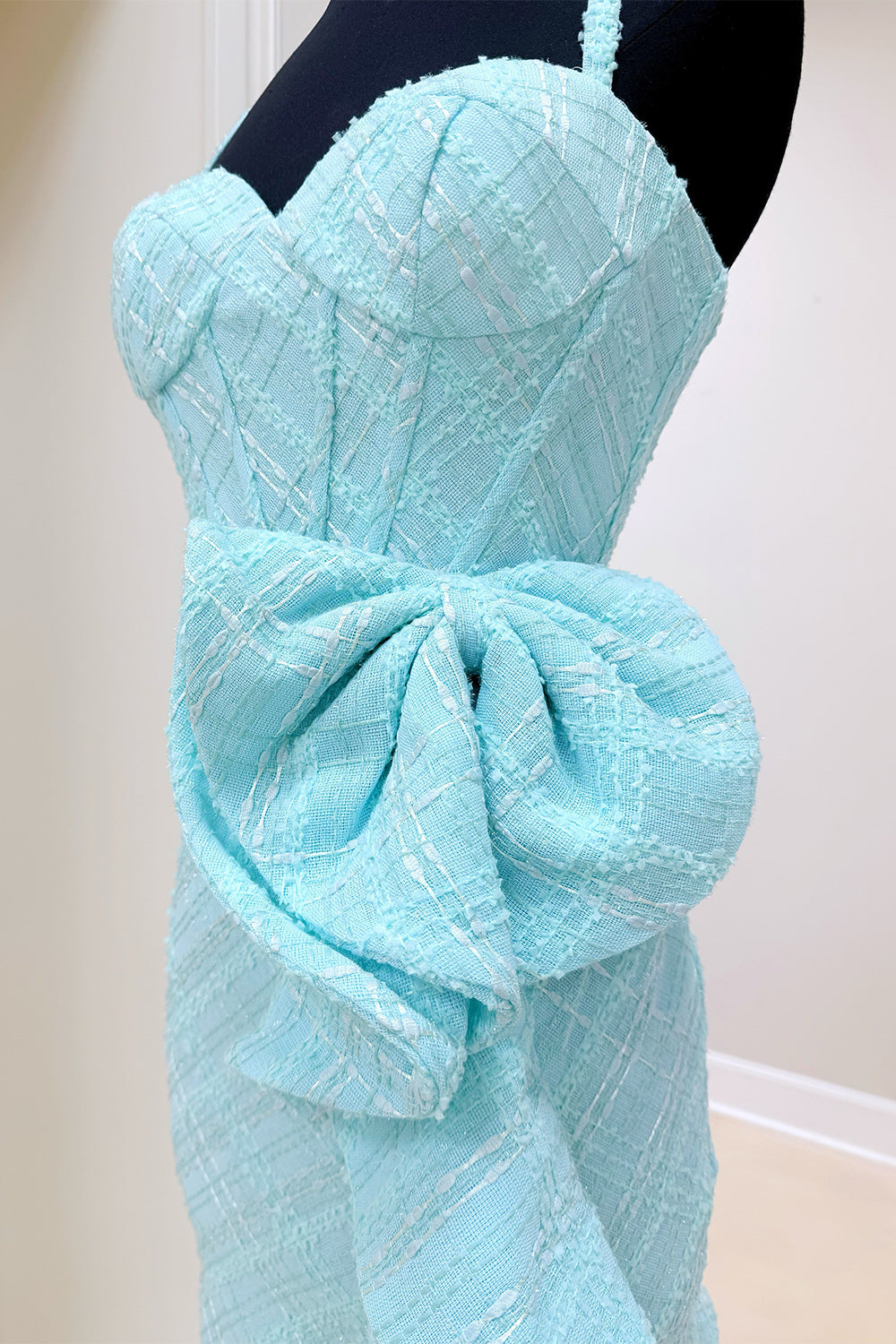Blue Ruffled Corset Spaghetti Strap Tight Short Homecoming Dress