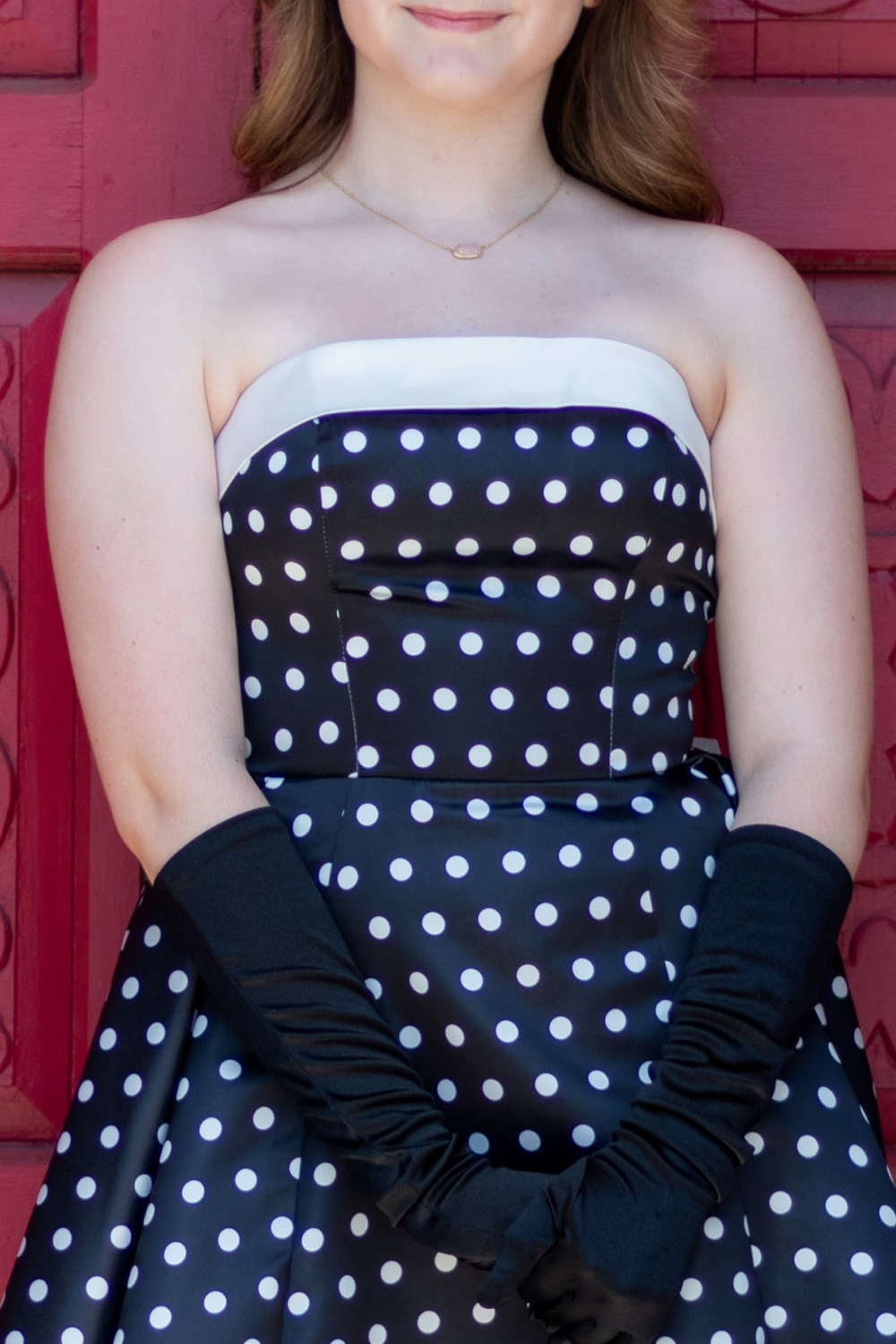 Strapless Black and White Polka Dots Short Homecoming Dress with Bow