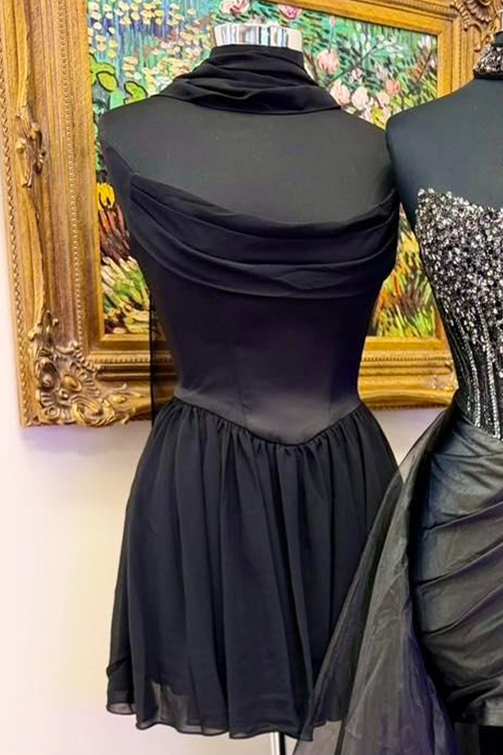Royal Blue Neck Scarf Short Corset Homecoming Dress
