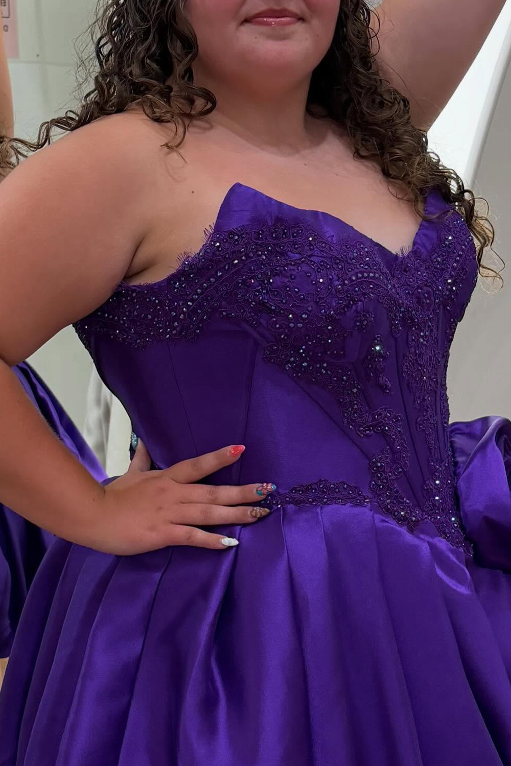 Purple Sweetheart Corset Appliqued Short Bubble Homecoming Dress with 3D Flower