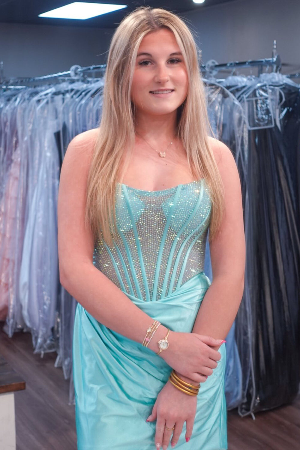 Sparkly Mint Tight Short Corset Homecoming Dress with Beading