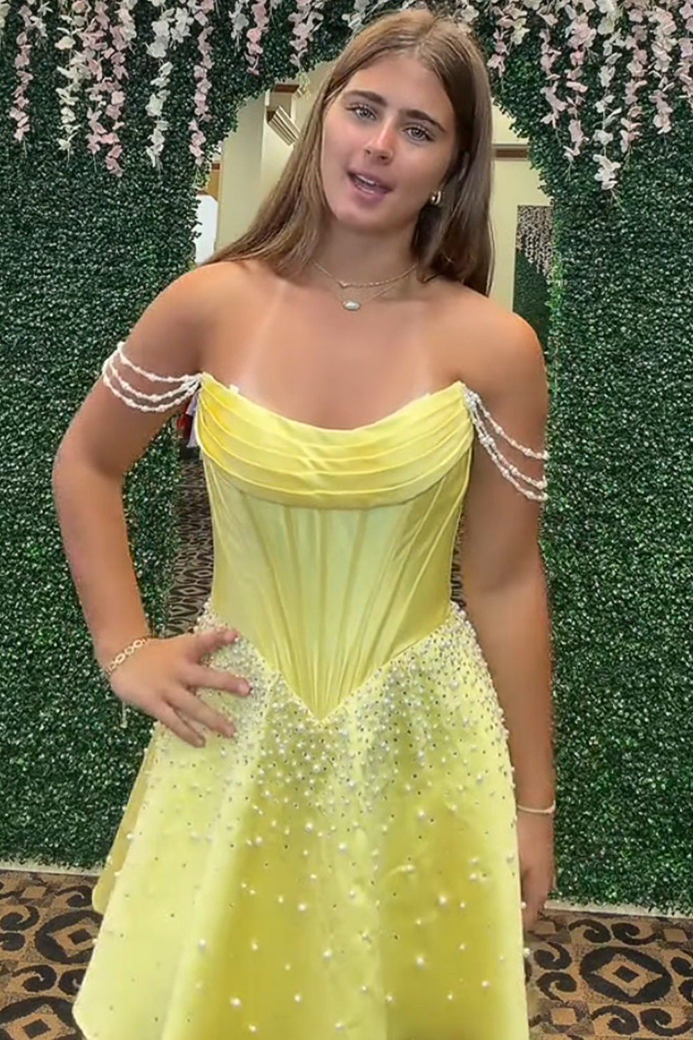 Corset Pink Off the Shoulder Pearls Short Homecoming Dress
