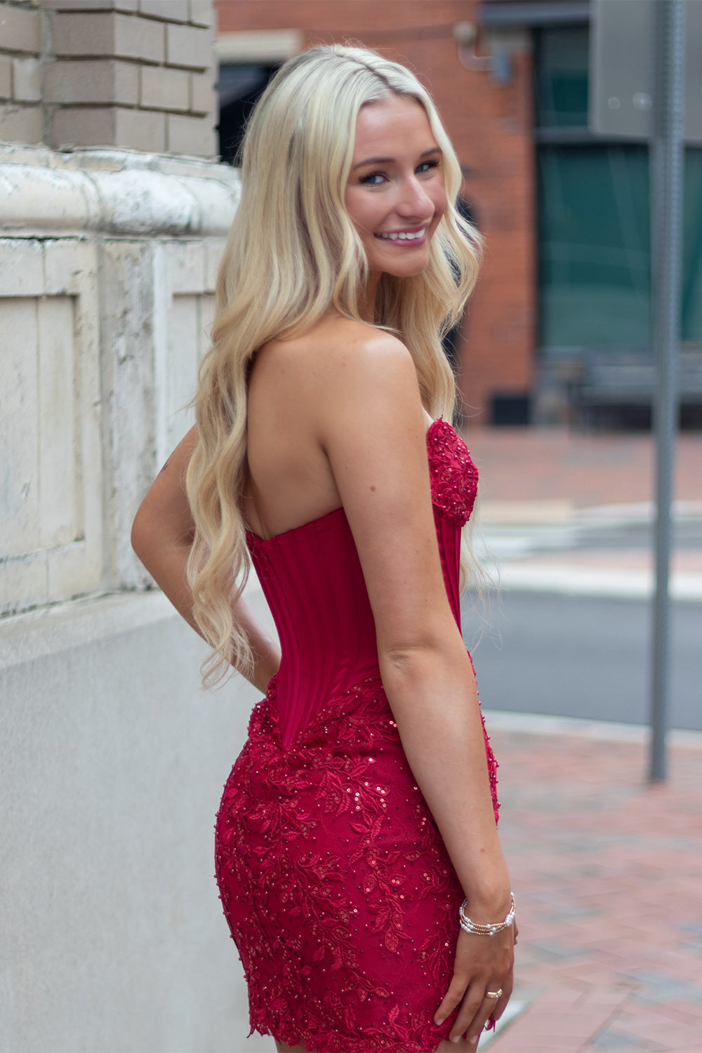 Black Strapless Corset Short Homecoming Dress with Lace