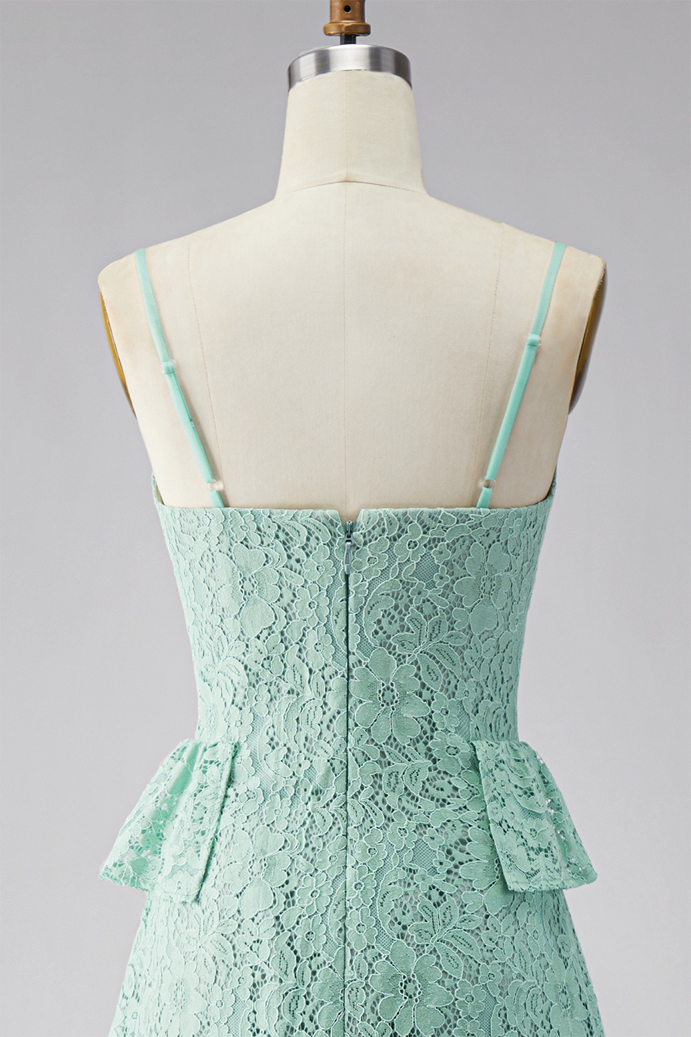 Mint Floral Maxi A Line Spaghetti Straps Formal Dress with Ruffles