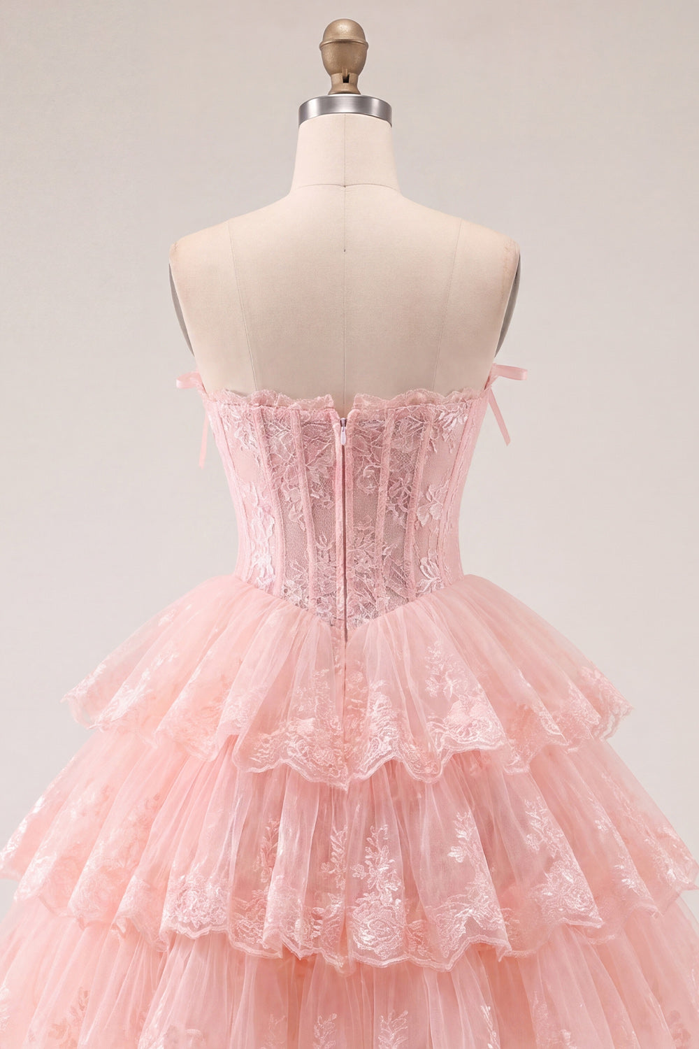 A Line Pink Floral Corset Strapless Short Homecoming Dress with Ruffles