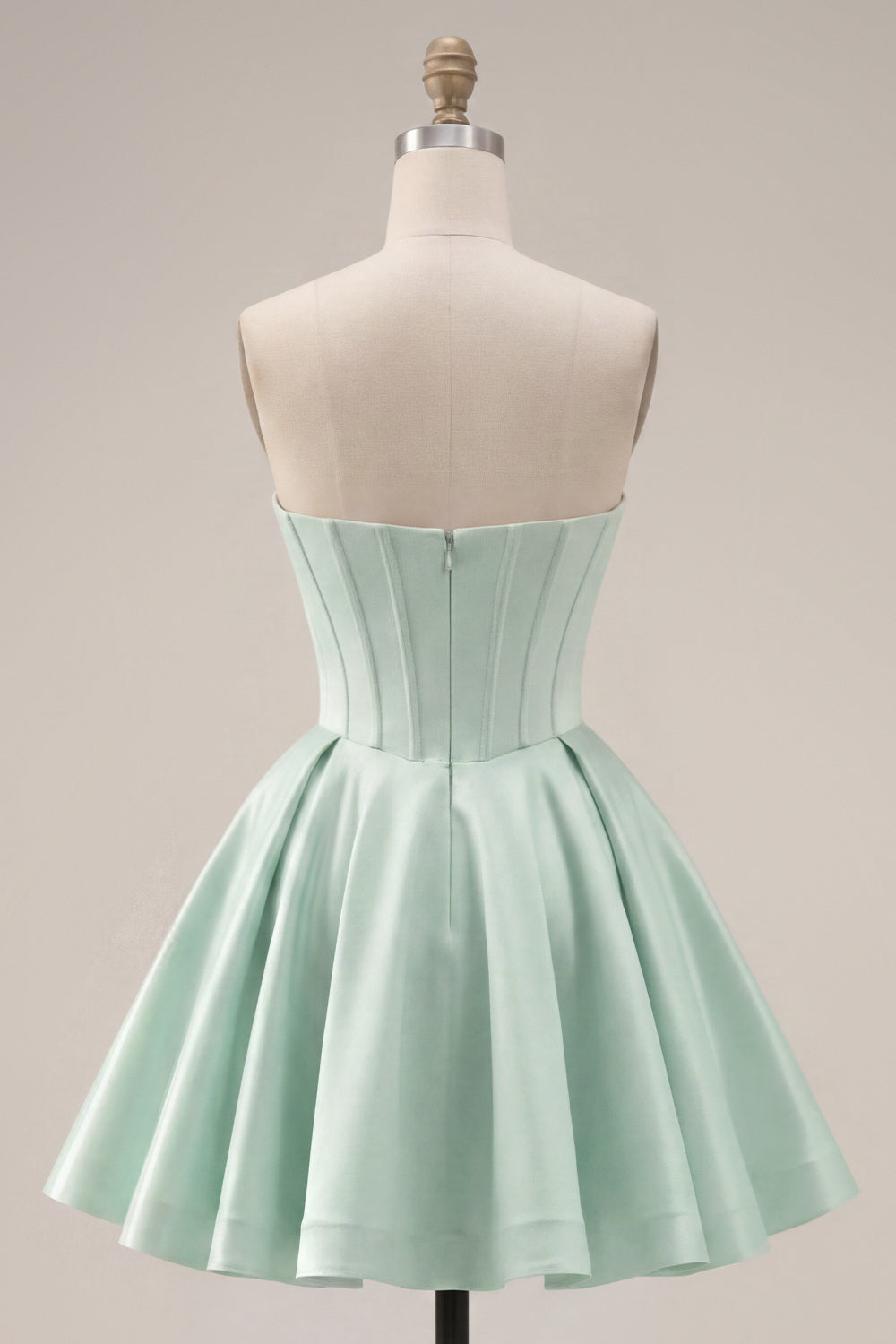 Mint Corset Short Strapless A Line Homecoming Dress