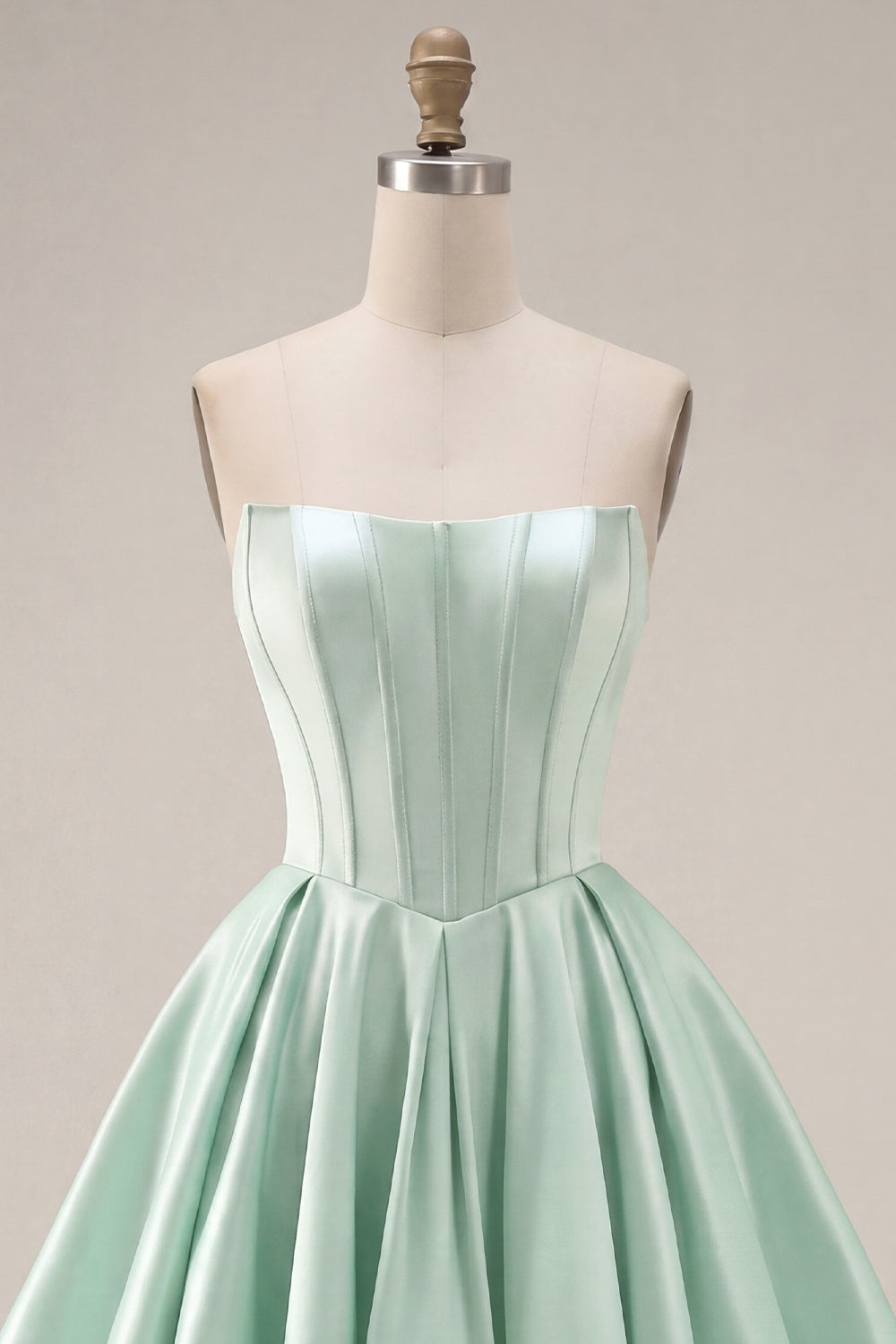 Mint Corset Short Strapless A Line Homecoming Dress