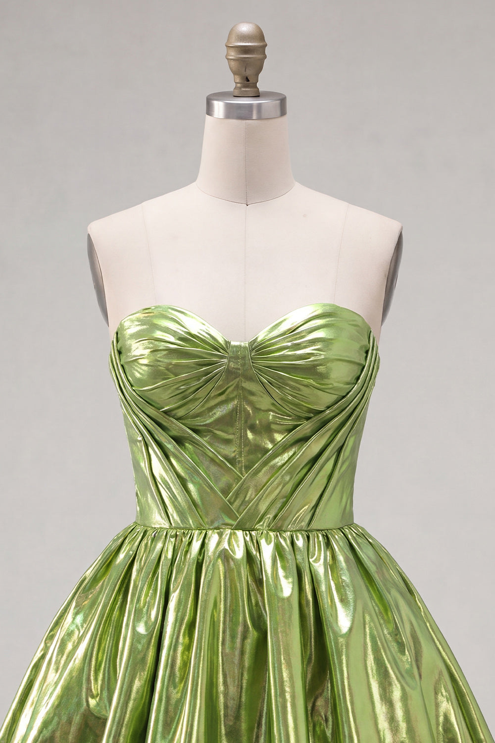 Yellow Metallic Ruched A-Line Short Sweetheart 80s Homecoming Dress