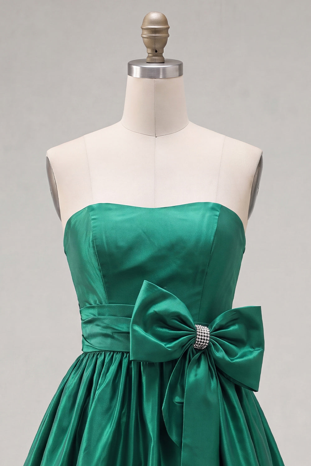 Blue Satin Short Strapless 80s Homecoming Dress with Bow