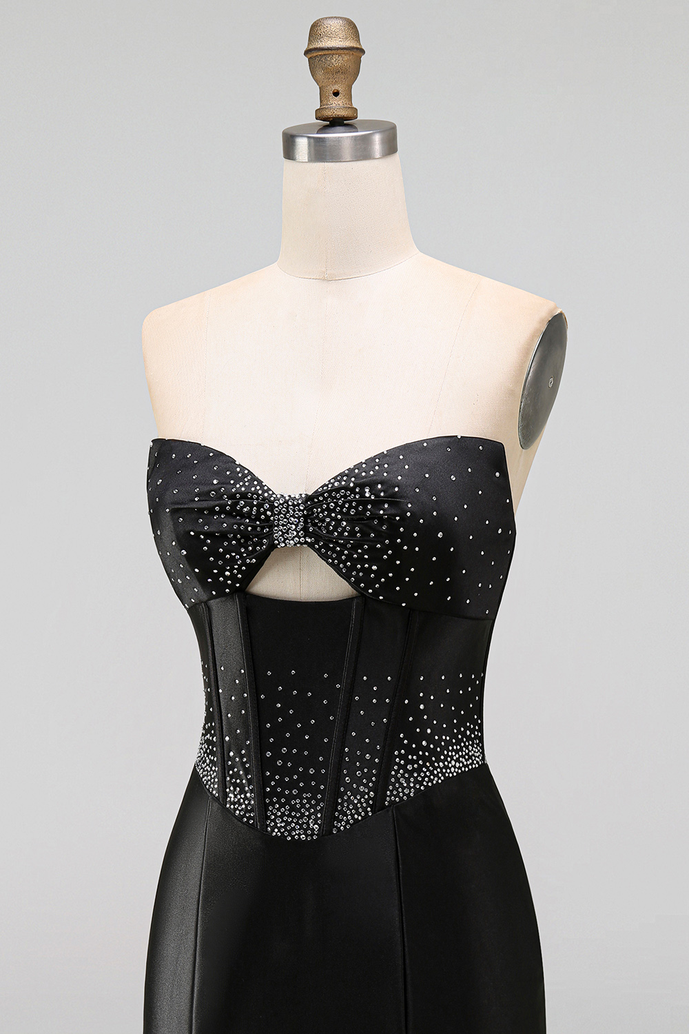 Sparkly Black Beaded Tight Keyhole Short Corset Homecoming Dress