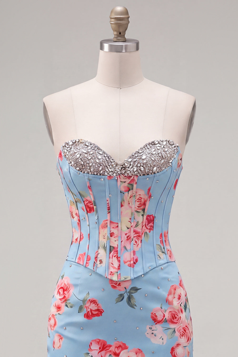 Floral Sparkly Yellow Beaded Tight Short Corset Homecoming Dress
