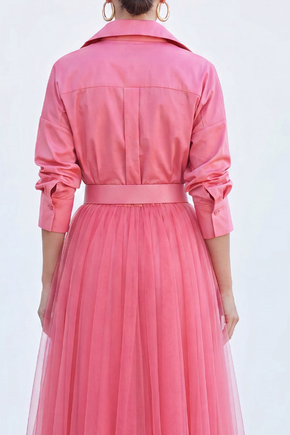 Navy A Line Long Sleeves Tulle Mother of the Bride Dress with Belt