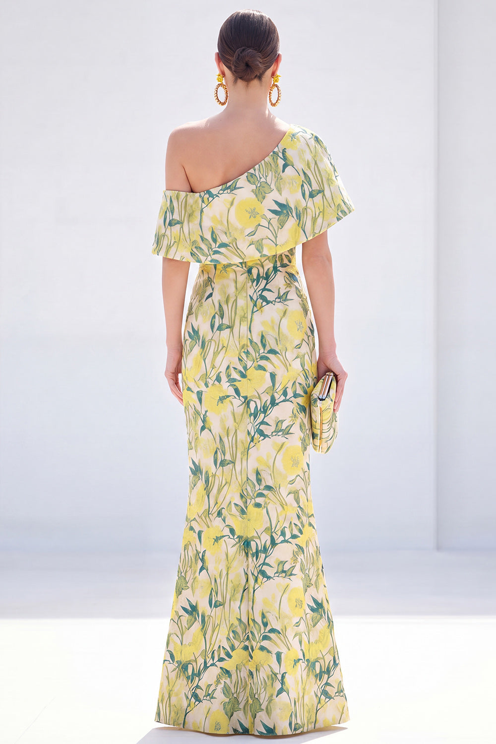 Mermaid Pink Floral One Shoulder Long Mother of the Bride Dress